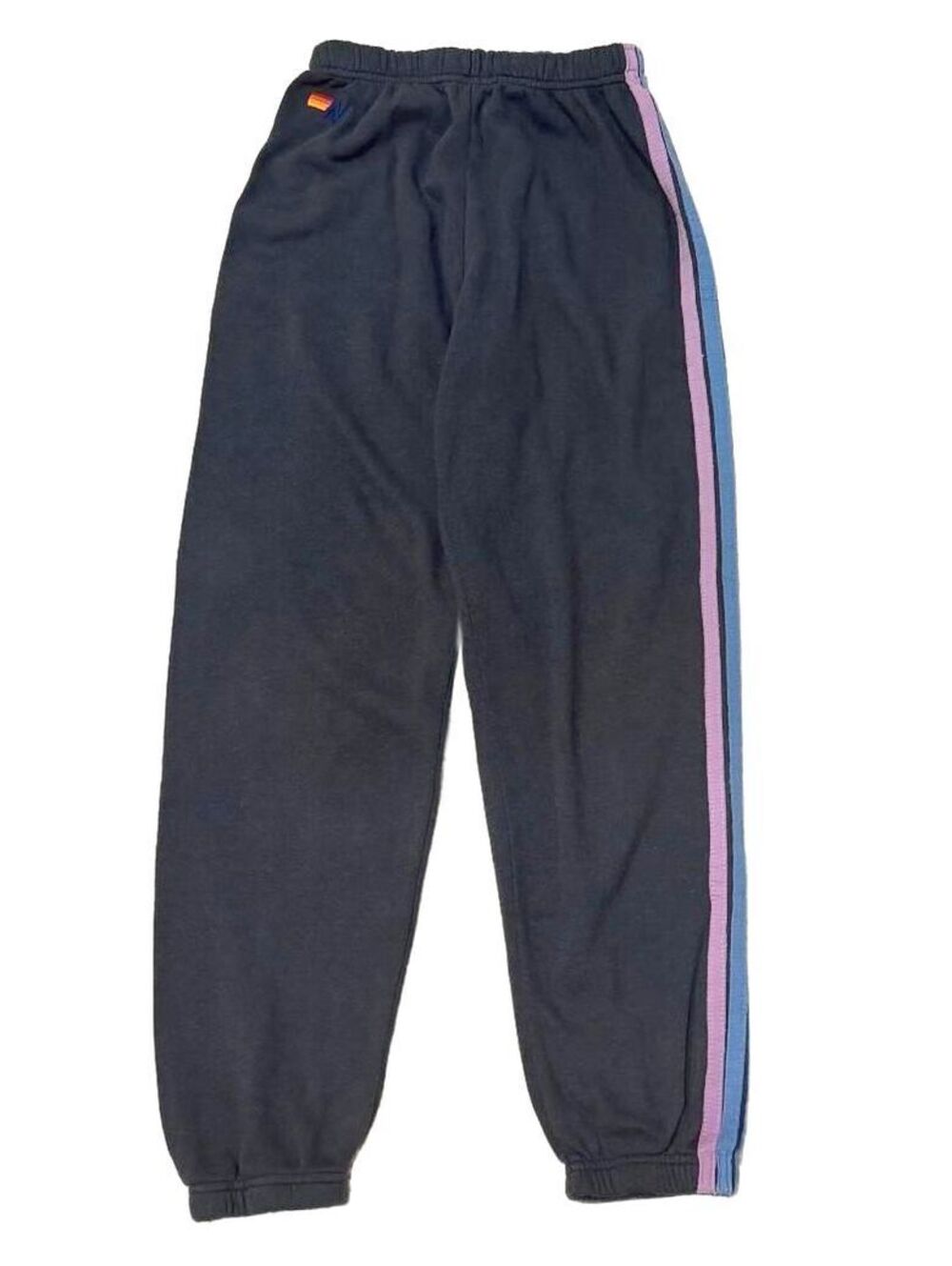 Aviator Nation 5 Stripe Jogger Sweatpants Charcoal Blue Purple Size Small